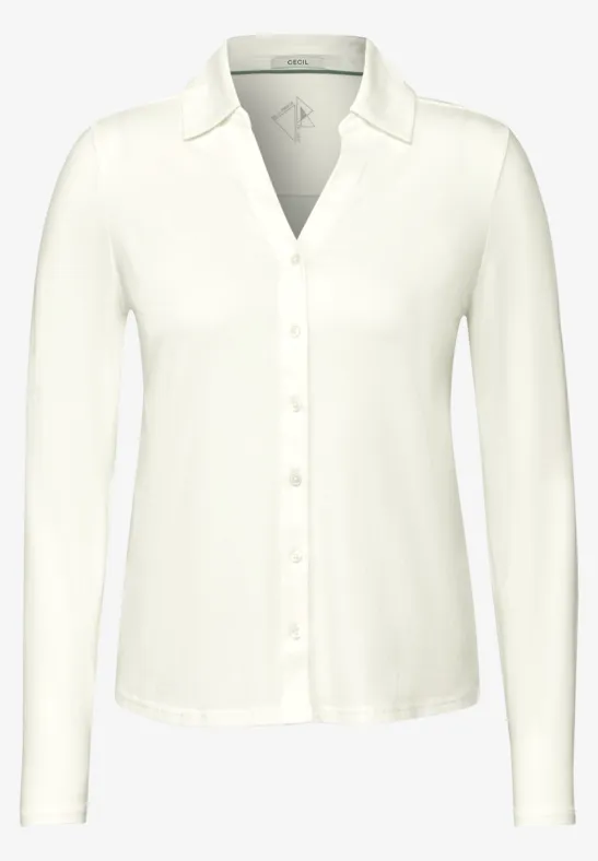 T-shirt avec patte de boutonnage vanilla white