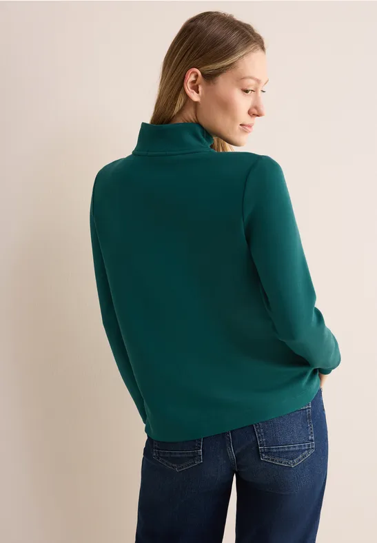 T-shirt avec col troyer petrol green
