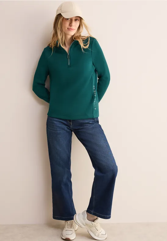 T-shirt avec col troyer petrol green