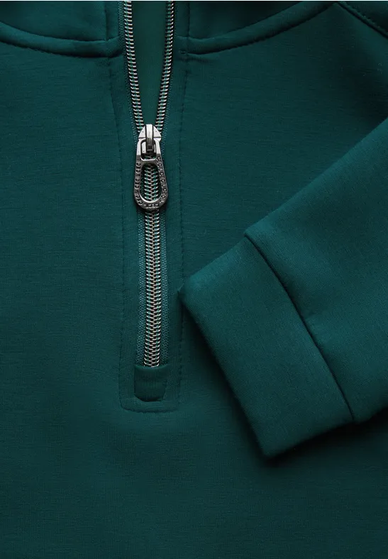 T-shirt avec col troyer petrol green