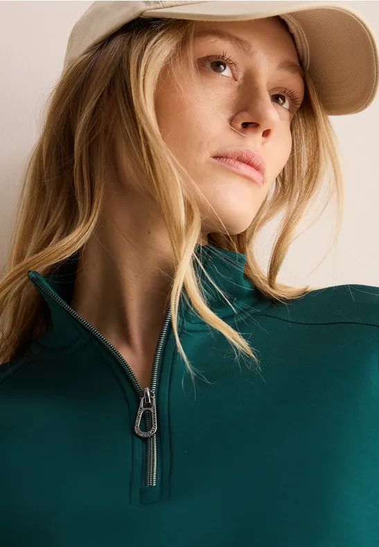 T-shirt avec col troyer petrol green
