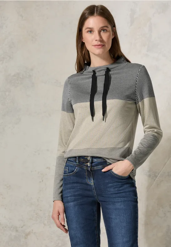 Gestreiftes Colorblock Shirt light hazel beige