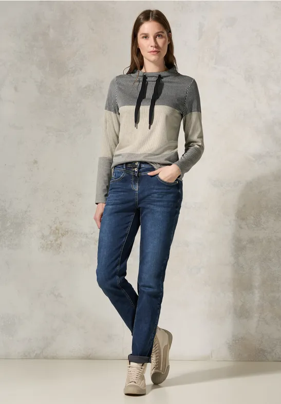 Gestreiftes Colorblock Shirt light hazel beige