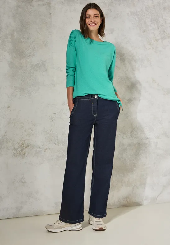 Shirt mit Raffung aventurine green melange