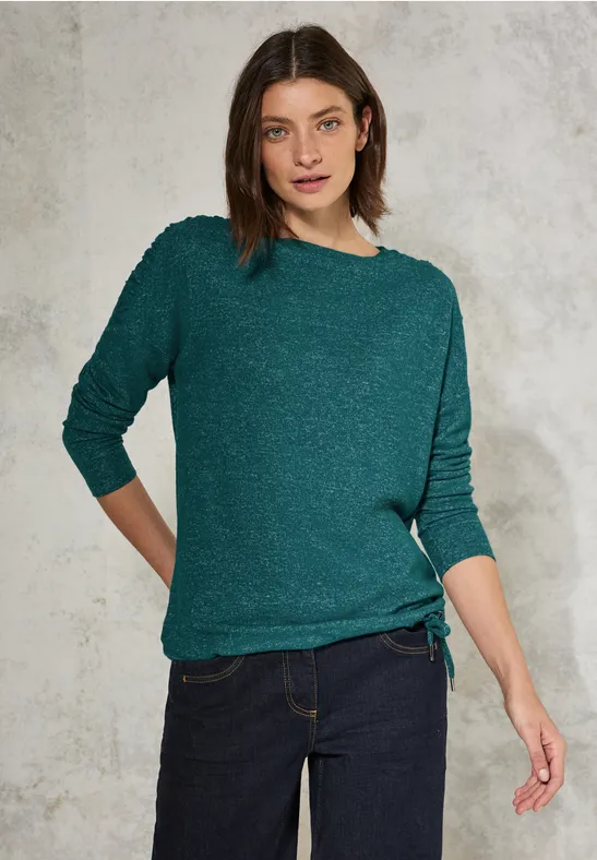 Shirt mit Raffung petrol green melange