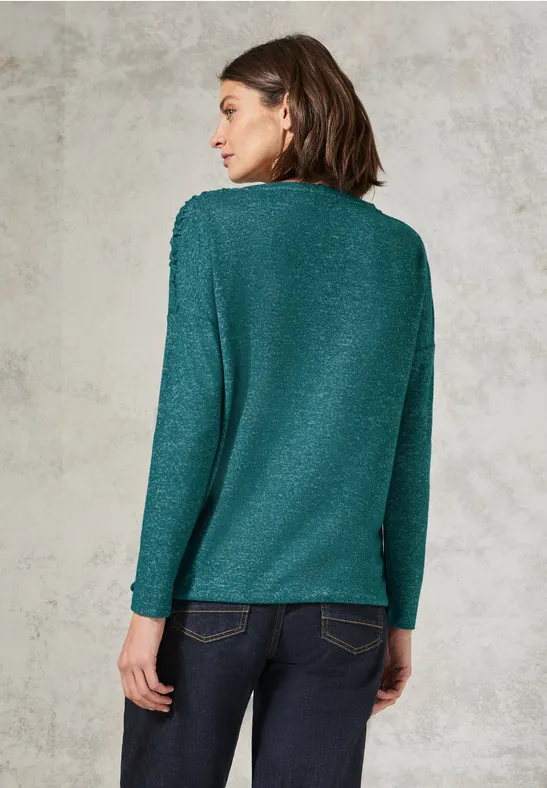 Shirt mit Raffung petrol green melange