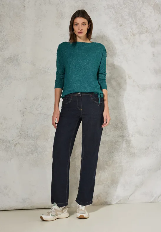 Shirt mit Raffung petrol green melange