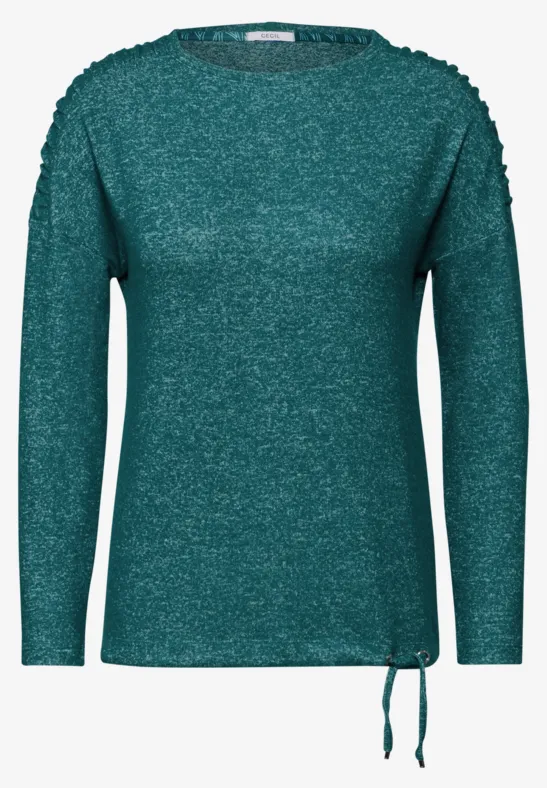 Shirt mit Raffung petrol green melange