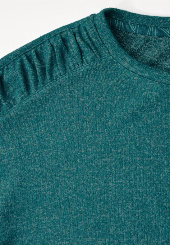 Shirt mit Raffung petrol green melange