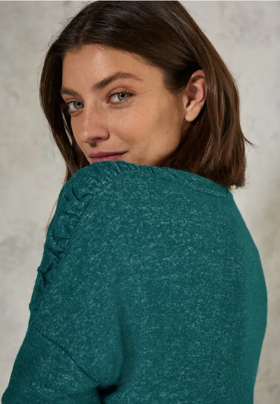 Shirt mit Raffung petrol green melange