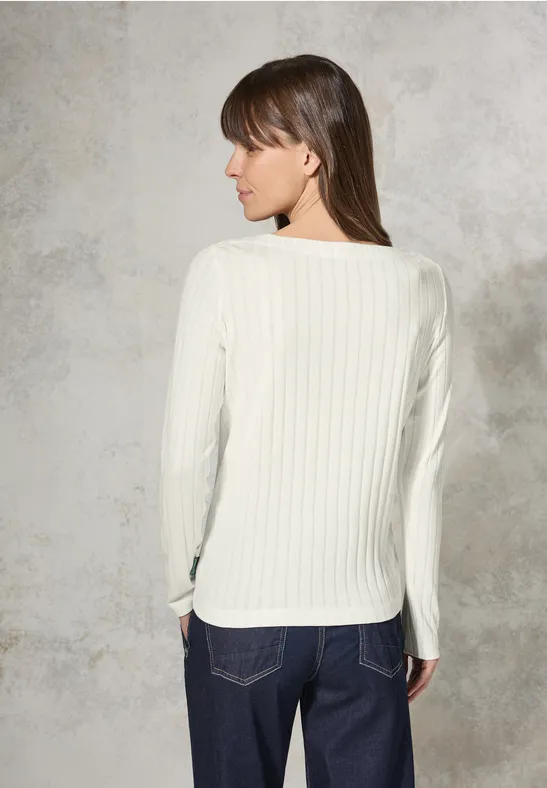 Shirt met geribbelde structuur vanilla white