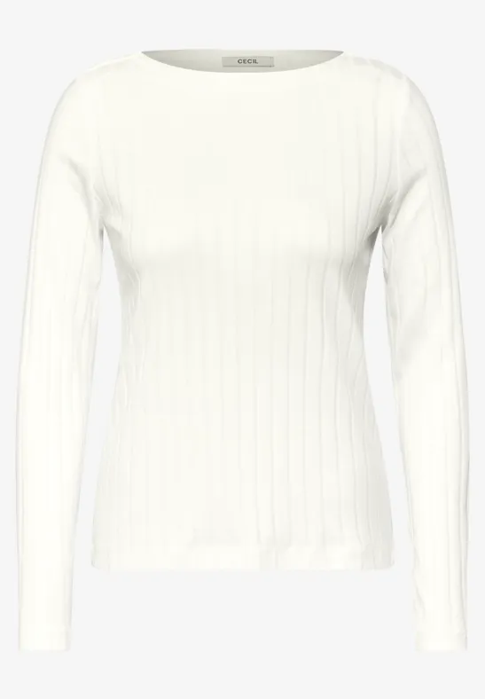 Shirt met geribbelde structuur vanilla white