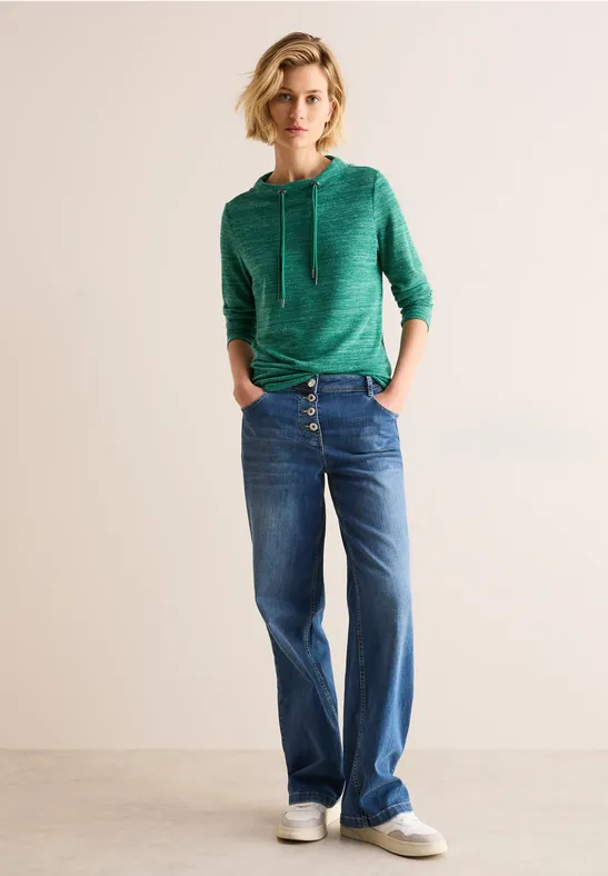 T-shirt à manches longues petrol green melange