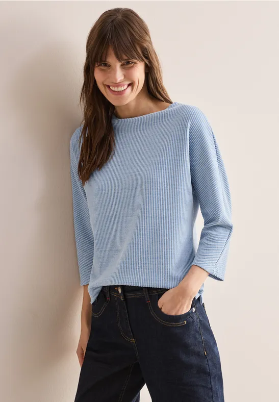 Kurzes Melange Shirt light blue melange