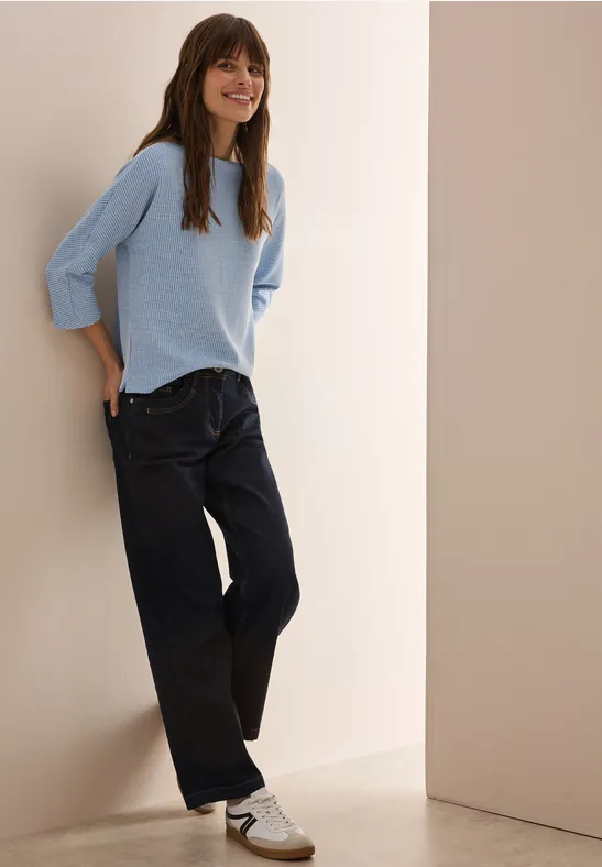 Kurzes Melange Shirt light blue melange