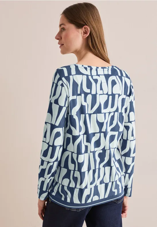 T-shirt imprimé à structure côtelée true navy