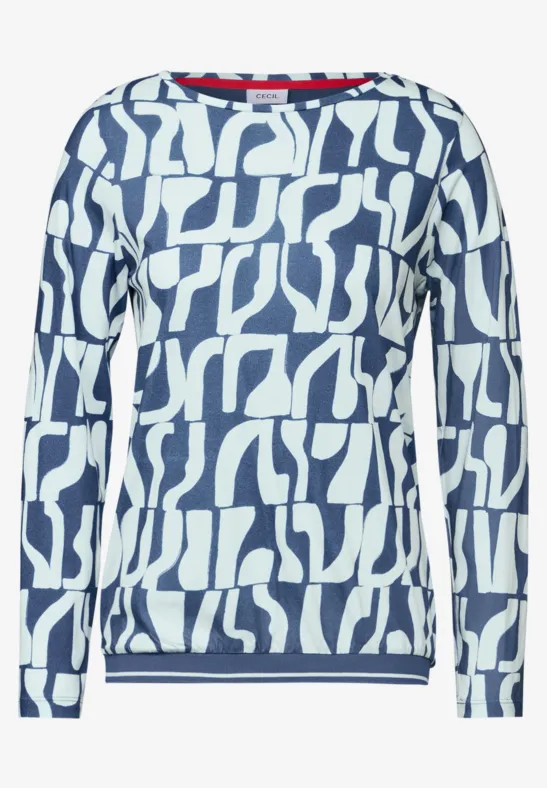 T-shirt imprimé à structure côtelée true navy