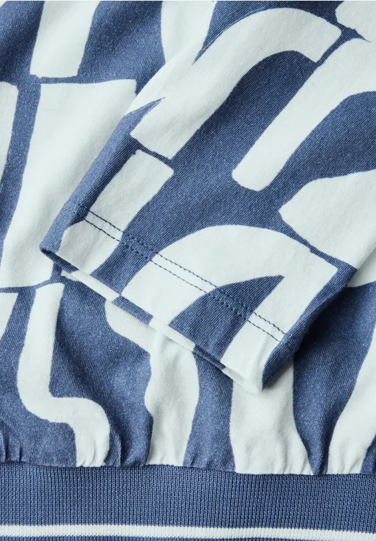 T-shirt imprimé à structure côtelée true navy