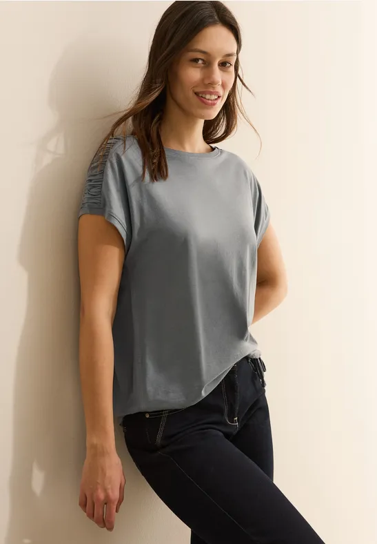 T-Shirt mit Raffung graphite light grey