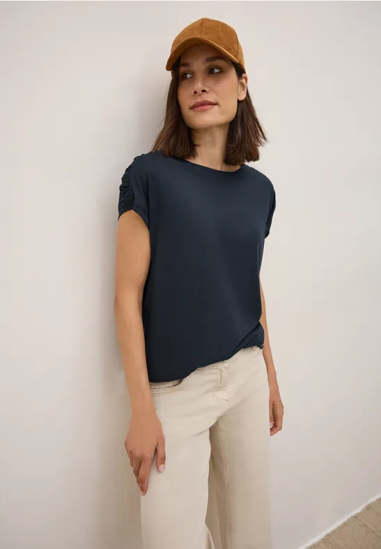 T-Shirt mit Raffung universal blue