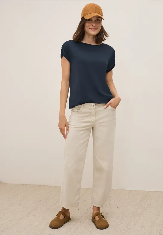 T-Shirt mit Raffung universal blue