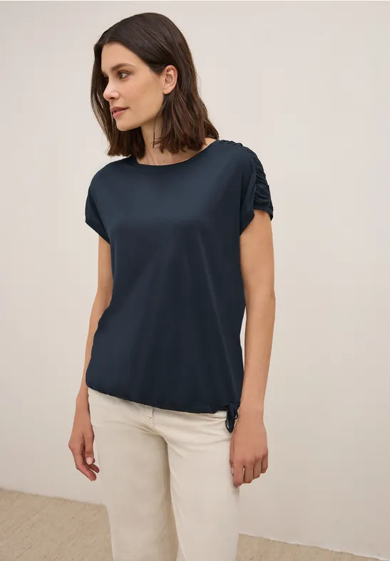 T-Shirt mit Raffung universal blue
