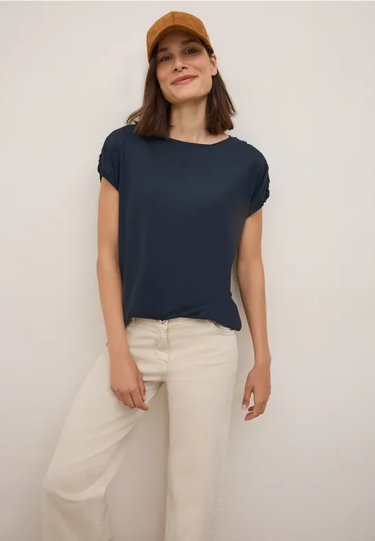 T-Shirt mit Raffung universal blue