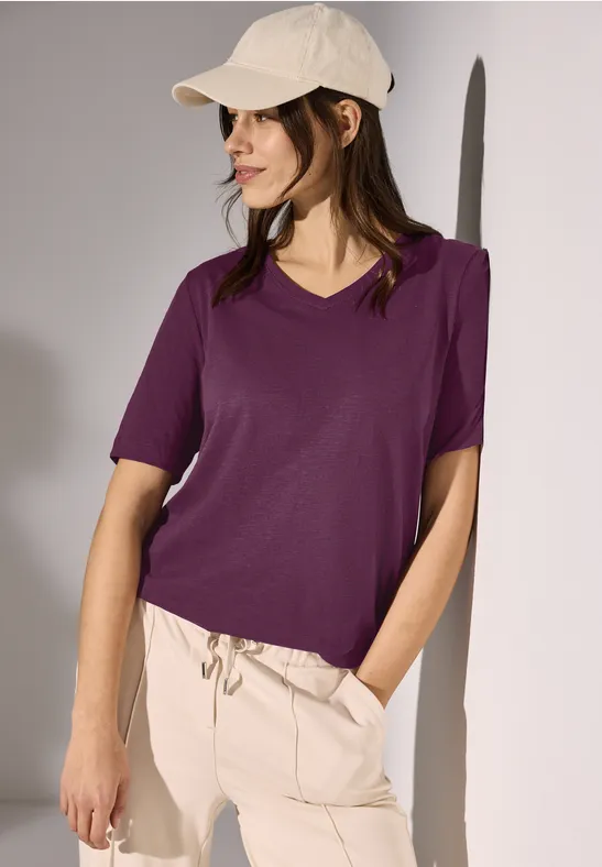 Basic V-Neck T-Shirt deep berry