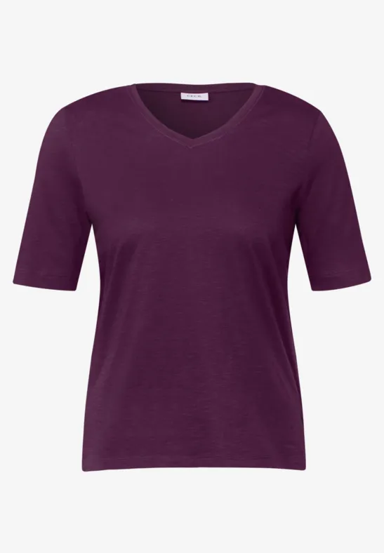 Basic V-Neck T-Shirt deep berry