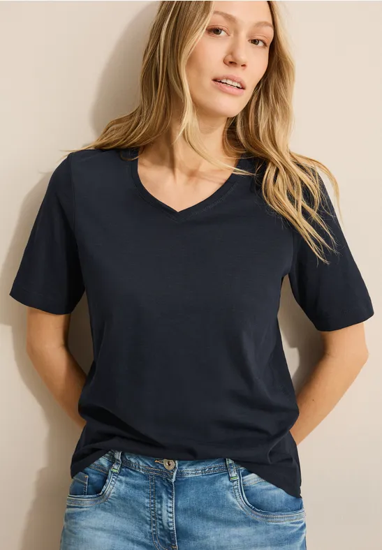 Basic V-Neck T-Shirt universal blue