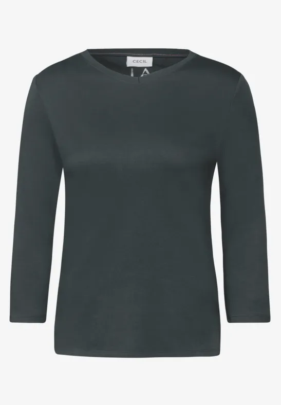 Chemise basique à col en V slate khaki