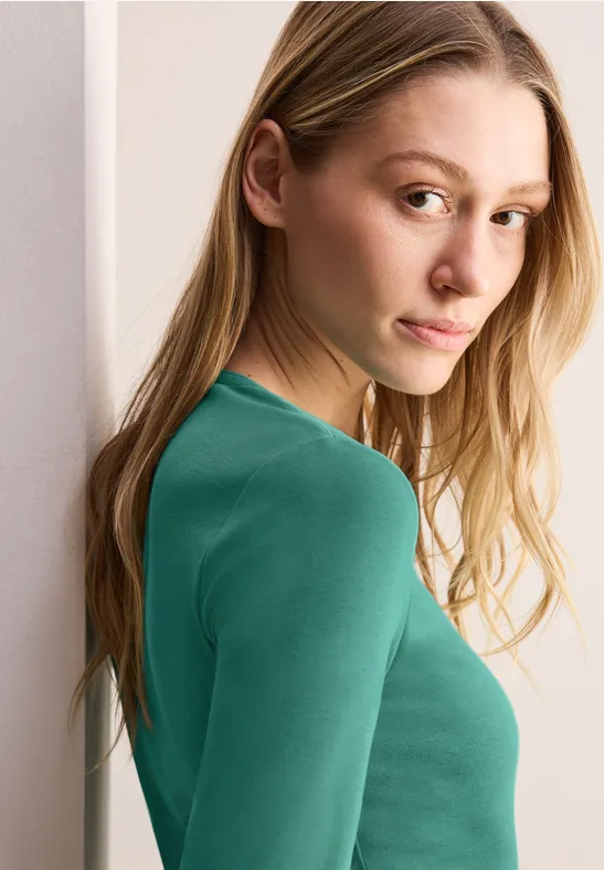 Basic Shirt in Unifarbe sea green