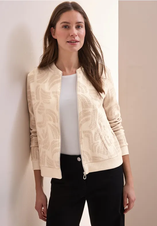 Jacquard Jacke pearl beige