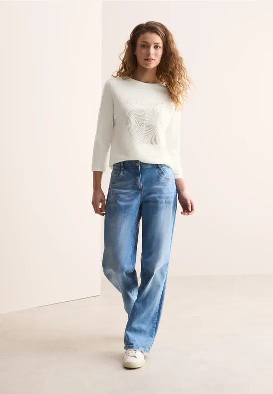 Shirt mit Schimmer-Print vanilla white