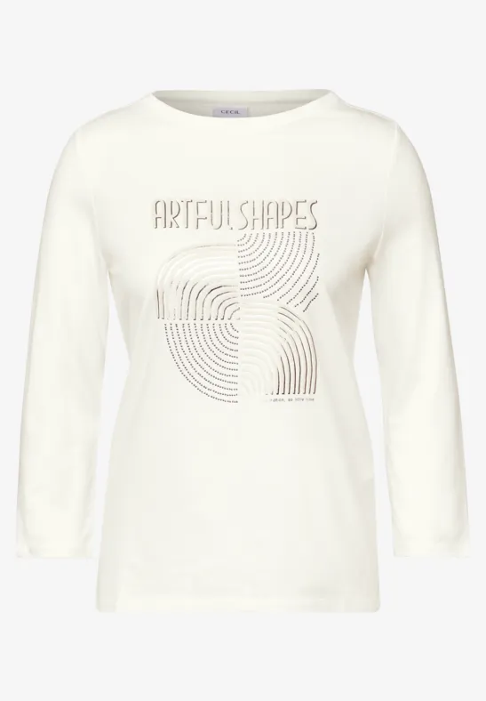 Shirt mit Schimmer-Print vanilla white