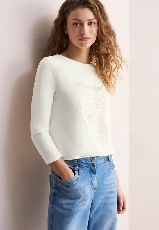 Shirt mit Schimmer-Print vanilla white