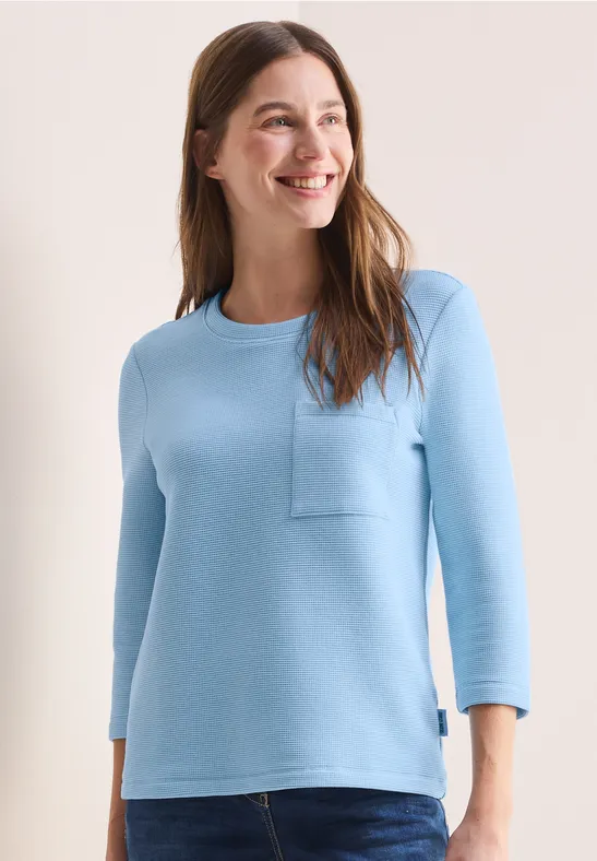 Kurzes Strukturshirt fresh light blue