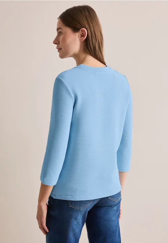 Kurzes Strukturshirt fresh light blue