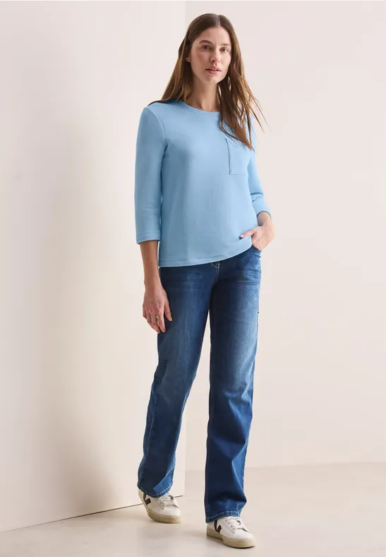 Kurzes Strukturshirt fresh light blue
