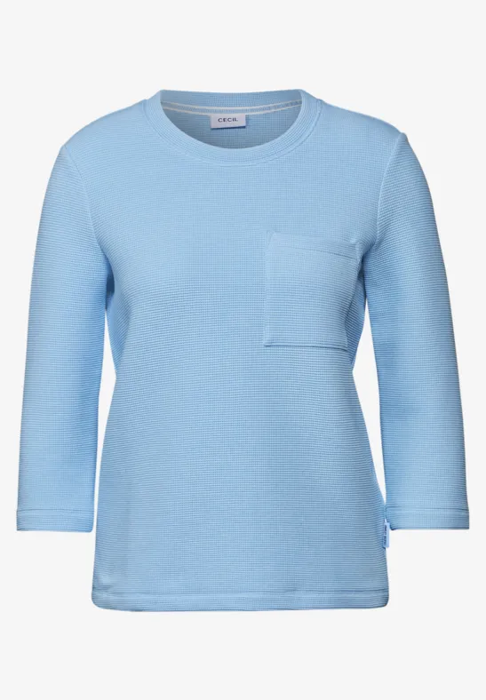 Kurzes Strukturshirt fresh light blue