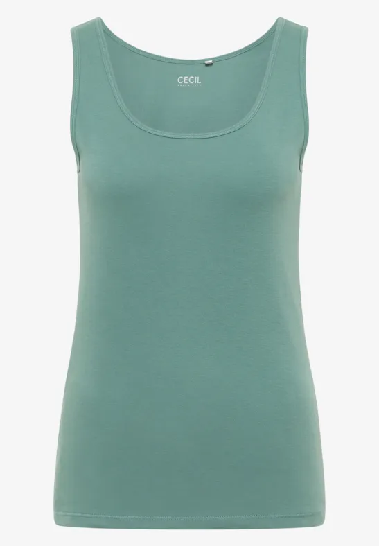 Top basique en couleur unie jewel green