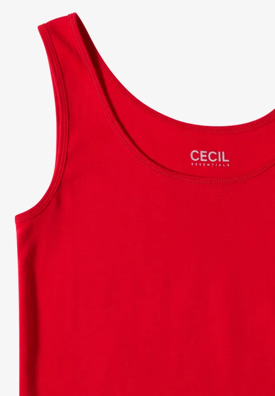 Basic Top in Unifarbe fiery red