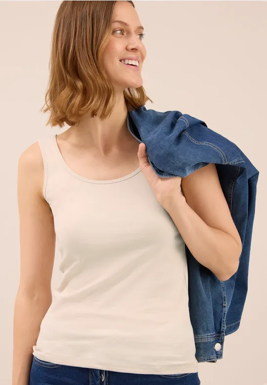 Basic Top in Unifarbe oat milk beige