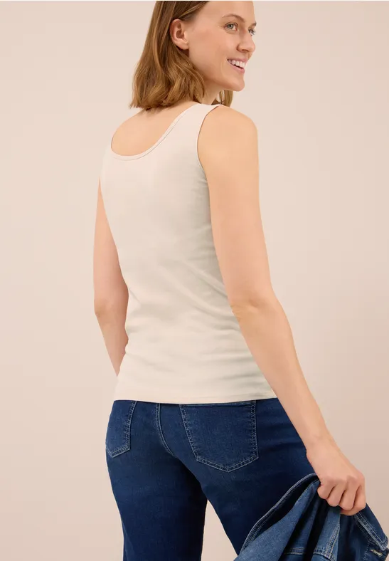 Basic Top in Unifarbe oat milk beige