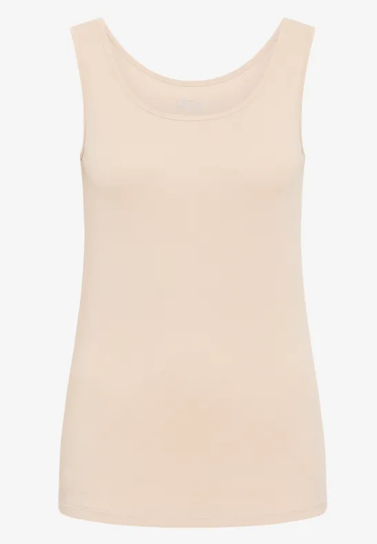 Basic Top in Unifarbe oat milk beige