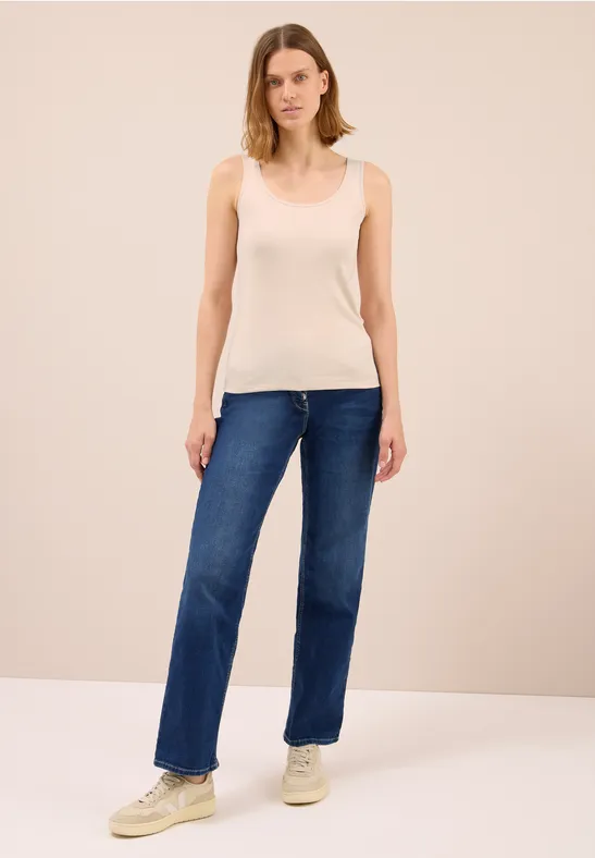 Basic Top in Unifarbe oat milk beige