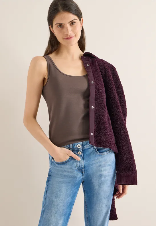 Basic Top aus reiner Baumwolle urban taupe