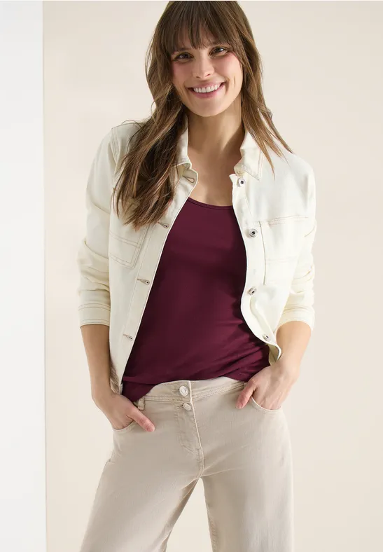 Basic Top mit Rundhals aus Baumwolle sweet grape red