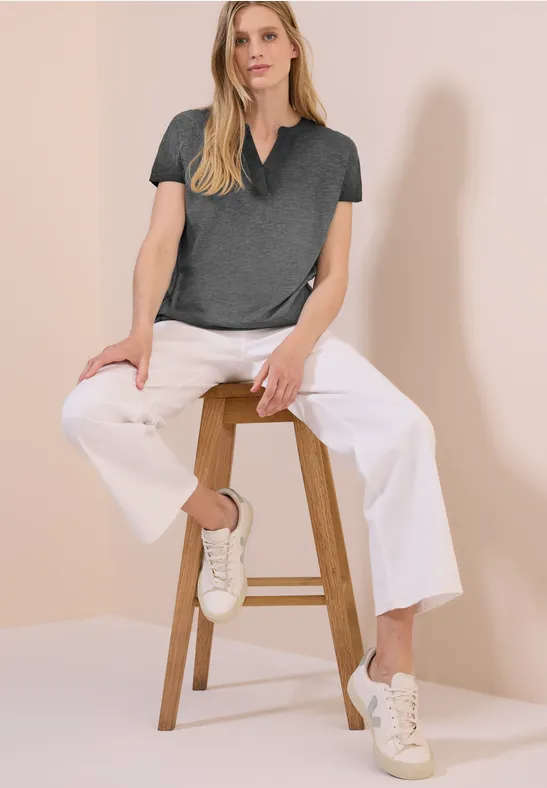 T-Shirt in Washed-Optik Black