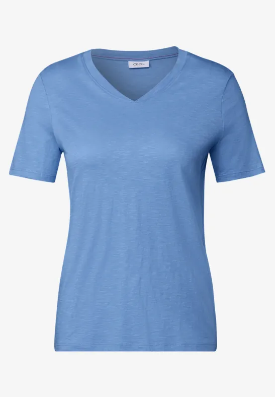 T-shirt basique à col en V aster blue